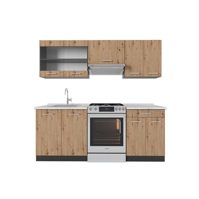 Cuisine Intégrée R-Line Vicco – 350 Cm – Chêne Et Anthracite – NEUVE Sous Emballage