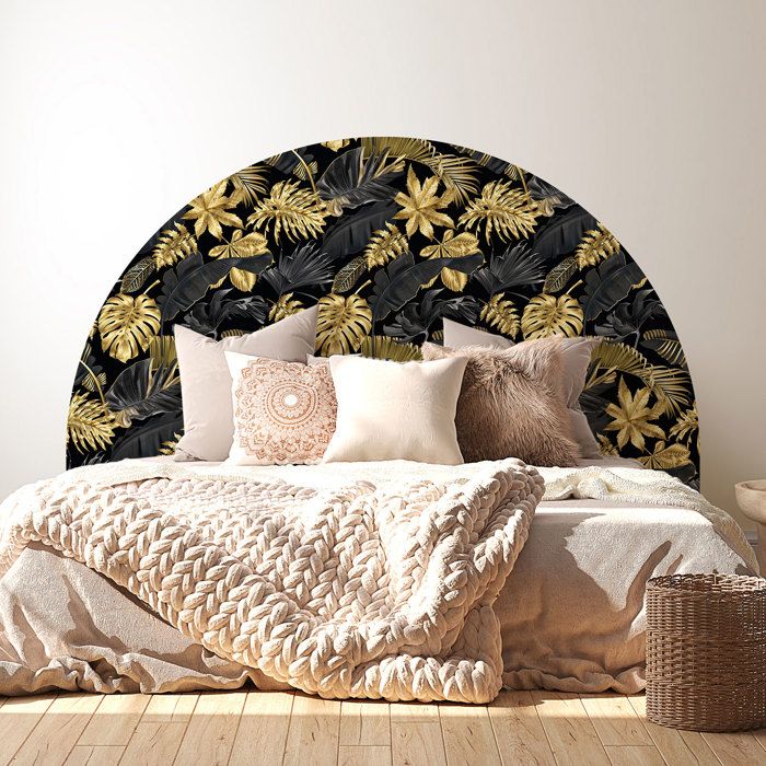 Stickers Tête De Lit Feuilles - Adhésif 120x130 Cm Avec Protection Mate - Décoration Murale Élégante Pour Chambre (Lits 80-110 Cm)