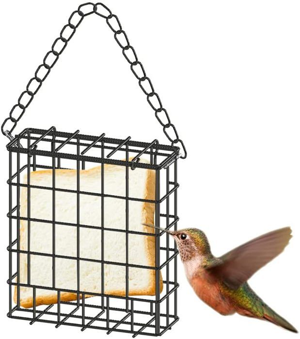 Mangeoire Suspendue Oiseaux Sauvages Mangeoire Oiseaux COSTWAY - Distributeur Boules De Graisse - Grille Fer - Suspendue Extérieur Accessoire Jardin Oiseaux Sauvages