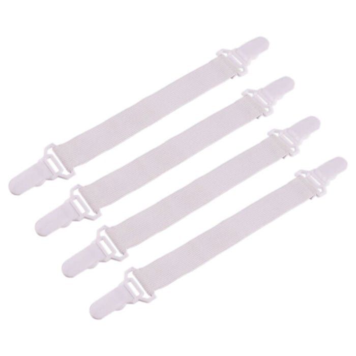Bretelles de drap de lit - PZCC - lot 4 pièces - réglables - robustes - blanc