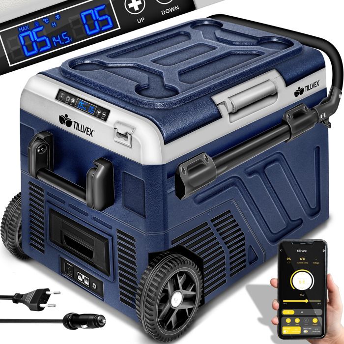 Glacière électrique 12V/220V 15L - Compresseur, Congélation Jusqu'à -20°C, Portable, Commande APP, Pour Voiture/camping