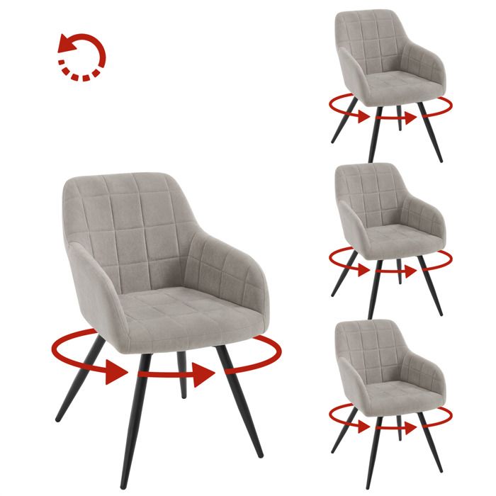 WOLTU Chaise Pivotante Salle à Manger Lot de 4 Fauteuil Velours Pieds en Métal pour Salon Chambre Gris Clair W0ATT1014-4 WOLTU Chaise Pivotante Salle à Manger Lot de 4 Fauteuil Velours Pieds en Métal pour Salon Chambre Gris Clair W0ATT1014-4