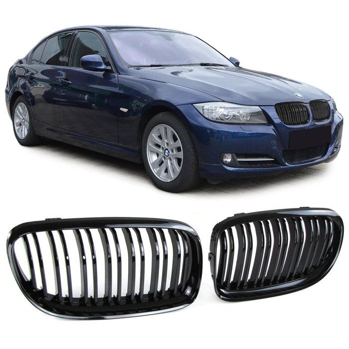 2 Calandres Avant BMW Série 3 E90 E91 LCI Phase 2 (09/2008 à 05/2012) - Référence GRIBM0140 - Neuves