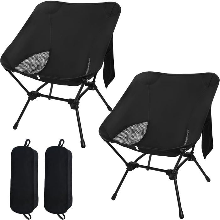 Lot De 4 Chaises De Camping Pliante Avec Dossier Portables Et Légères-chaise De Pêche-gris Foncé