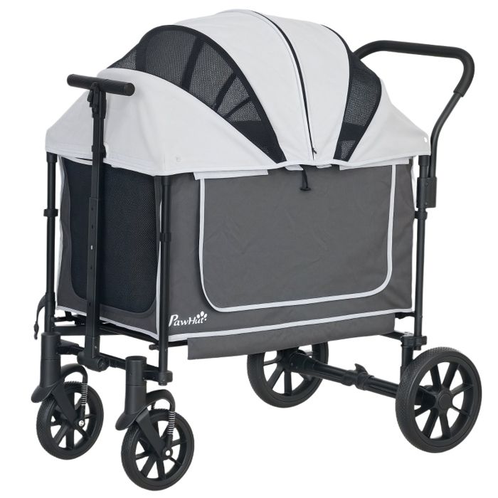 Hundewagen Hundebuggy pliable pour chiens et chats jusquà 30 kg Chariot à chat avec coussins fenêtres en mesh 2 portes sac de