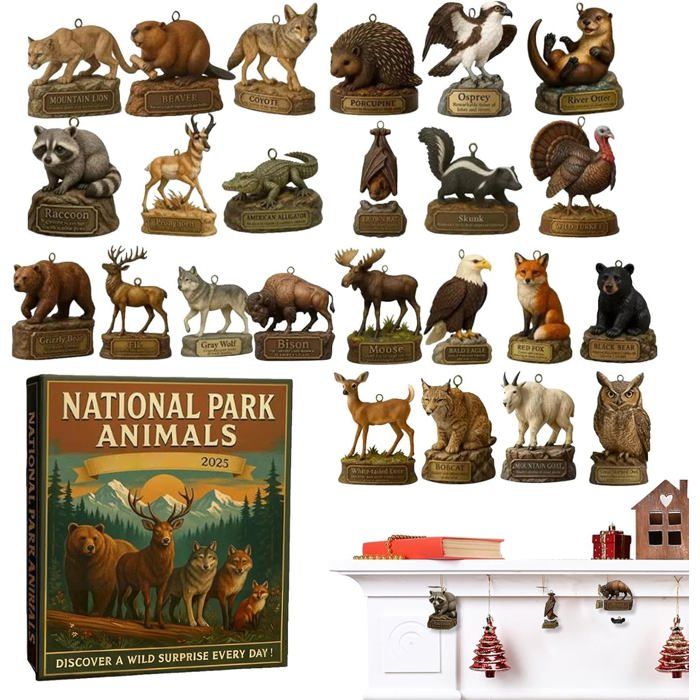 Calendrier De L'Avent 2025 Avec 24 Pendentifs Animaux Acrylique - Décoration Murale Ou D'arbre De Noël - Pour Collectionneurs Et Amoureux Des Animaux