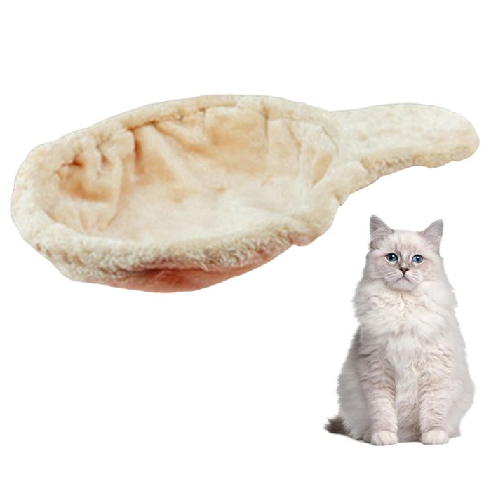 Hamac Chat Panier Arbre Cuillère Beige – Diamètre 35cm Doux Anti-rayures Pièces Lavables Installation Facile Repos Comfortable