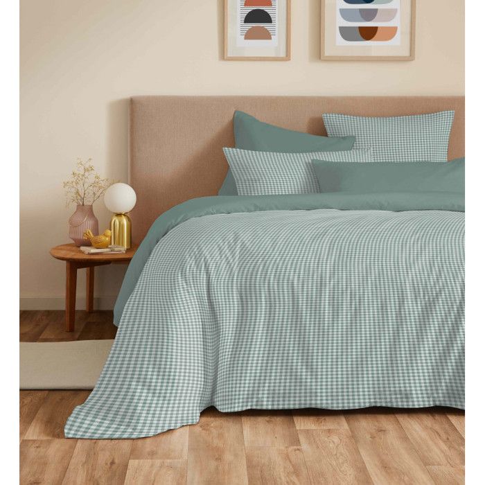 Pack complet housse de couette réversible Vanessa 6 pièces pour lit 140 x 190 Gabrielle Sauge