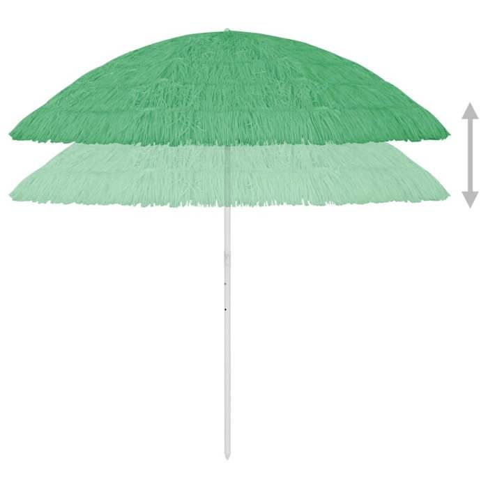 Parasol de plage Hawaii - WIENS - Vert - 300 cm - Résistant aux UV - Inclinable - Polyester - Montage requis