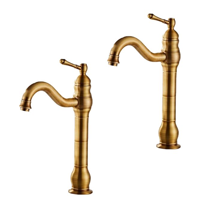 ElektraH 2pcs Robinet Salle Bain Haut Peut Pivoter à 360 °Mitigeur de Lavabo Robinet de Lavabo Rétro pour Salle de Bain Laiton