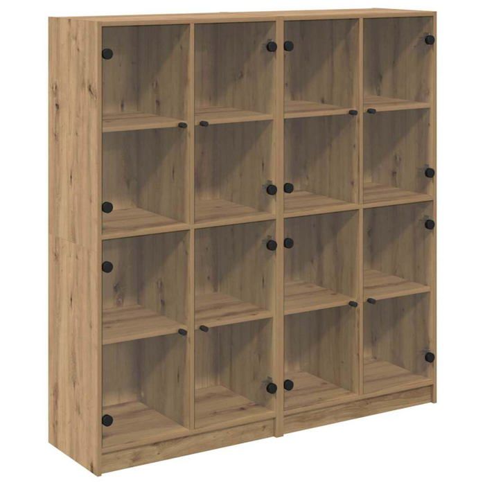 Buffet haut en bois dingénierie - vidaXL - Chêne artisanal - 136x37x142 cm - 8 portes - Grande capacité