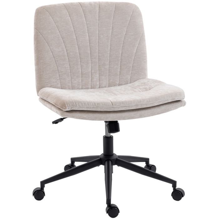 Chaise de bureau - HOMCOM - sans accoudoirs - hauteur réglable fonction à bascule pivotant 360° - chenille - 62x67x83-93cm - beige
