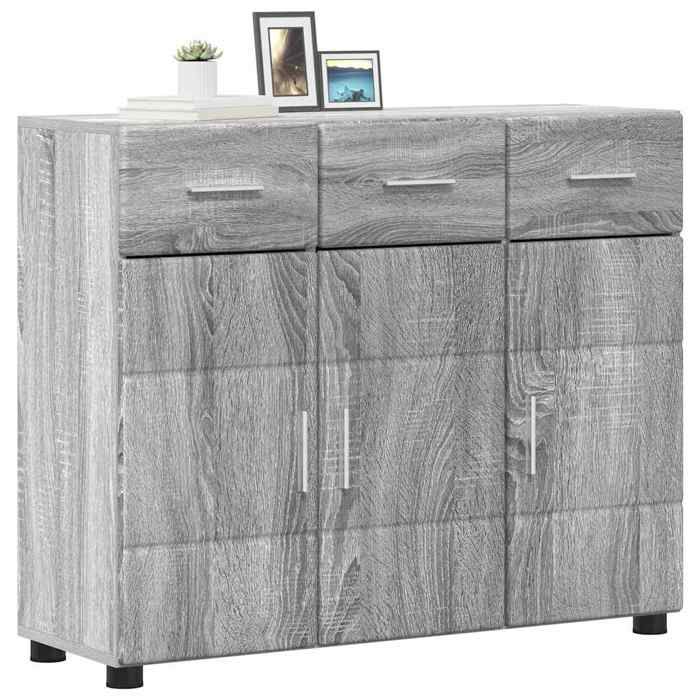[69557]Buffet Bahut MEUBLECHIC commode meuble de rangement Gris Sonoma 88 5x30 5x73 cm Bois dingénierie Poids:28.42 Kg