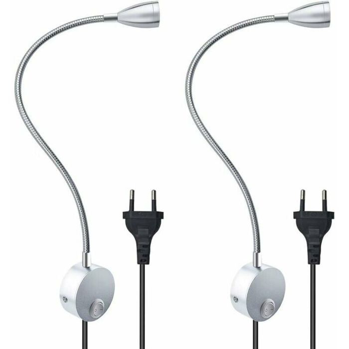 Lampe de lecture murale flexible 3W avec prise UE et interrupteur applique LED tête de lit lumière chaude lot de 2 pour chambre