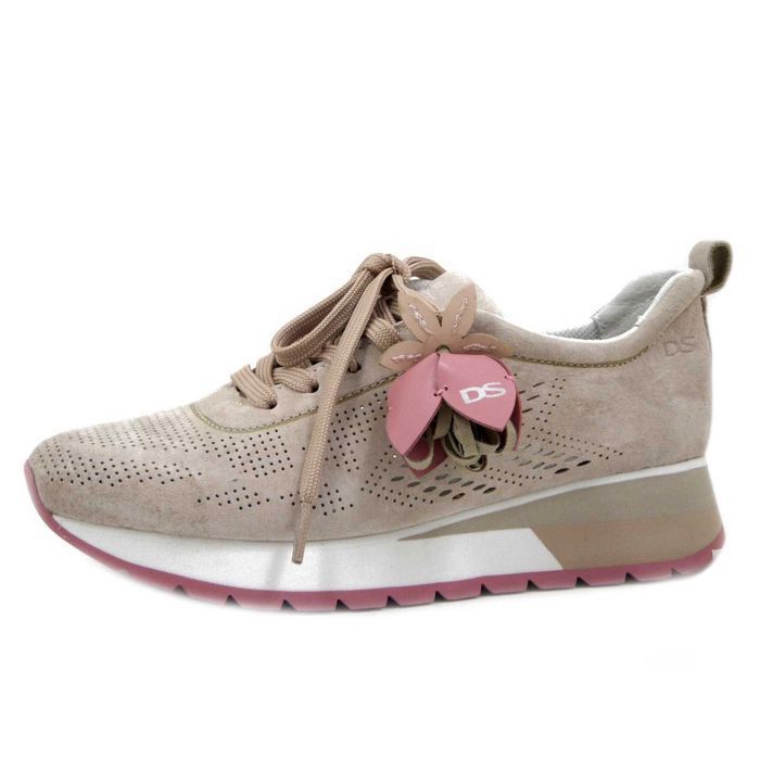 DONNA SERENA Basket Femme - DONNA SERENA - Daim Rose - Lacets - Semelle Amovible