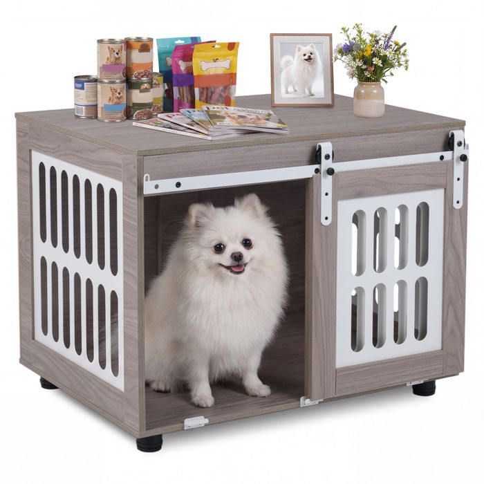 Meilleurs prix pour Cage pour Chien dIntérieur COSTWAY Porte Coulissante 80 x 56 x 625 cm 2 en 1 Niche et Table d’Appoint pour Petit Moyen Animaux