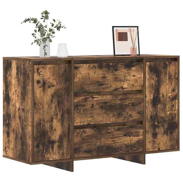 Armoire Vaisselier Durable - Marron - Buffet de cuisine - avec Rangement - Chêne fumé - 120x41x75cm - Bois dingénierie LH6823044