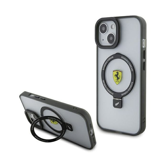 Coque MagSafe - FERRARI - iPhone 15 Plus - Transparente - Support annulaire - Compatible MagSafe