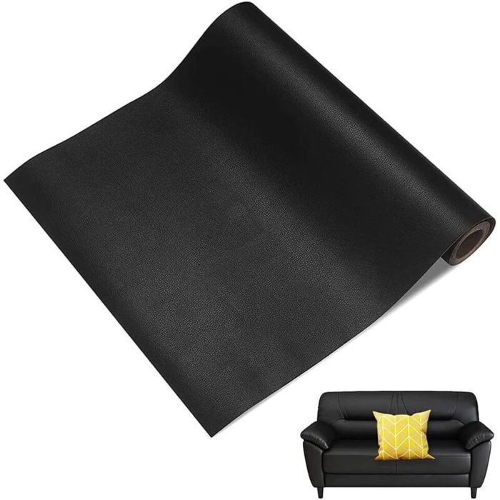 Patch de réparation pour cuir pour la restauration et la rénovation du cuir des meubles canapés sièges de voiture noir 50 x 1