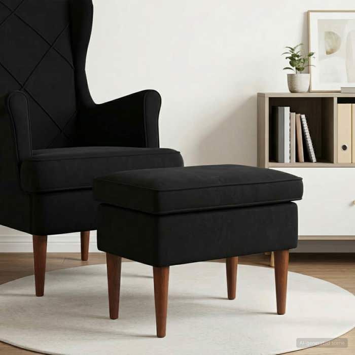 vidaXL Pouf Noir 55 x 35 x 41 cm Velours 42029999