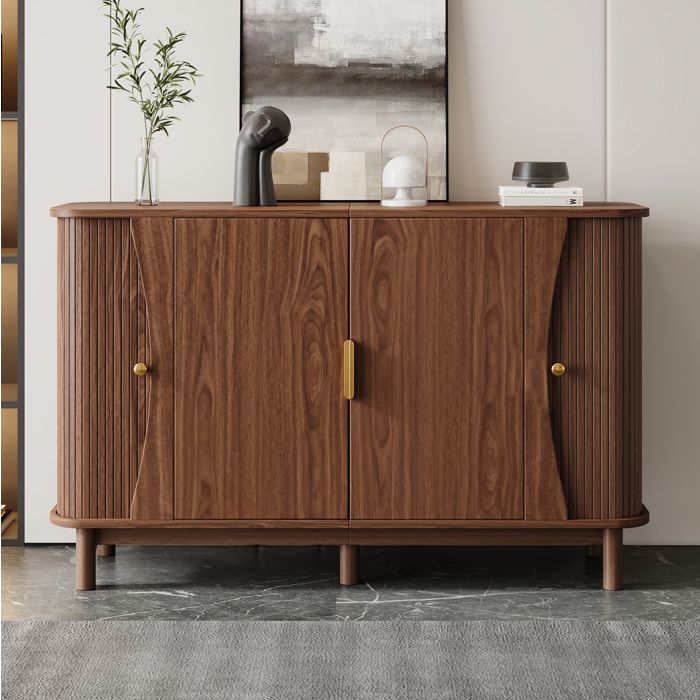 Buffet bas 3 Compartiments avec Étagère Réglable et Charnières Amorties - ELVMI - Salon Entrée MDF Noyer 140×40×88 cm