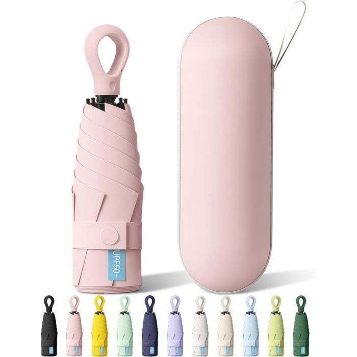 Parapluie pliant de voyage anti-UV  - Protection UPF 50+ - Bloque 99 % des rayons UV - Compact et léger