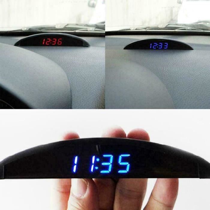 Akozon Horloge de voiture électronique automatique 12V Numérique LED Alarme Auto Électronique De Voiture auto outillage Noir