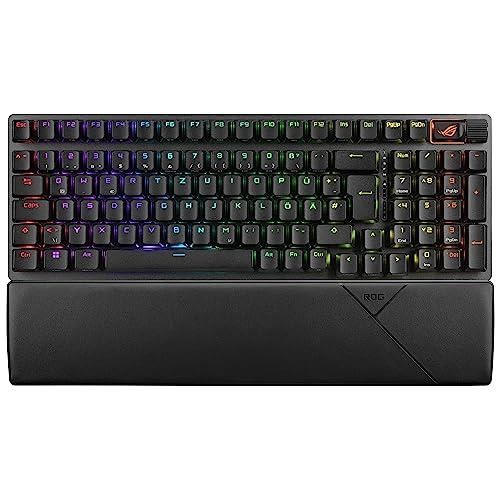ASUS ROG Strix Scope II 96 Clavier de jeu mécanique sans fil commutateurs ROG NX repose poignet 4 GHz Bluetooth avec fil récepteur ROG Omni éclairage Aura Sync RVB disposition QWERTZ - vue 2