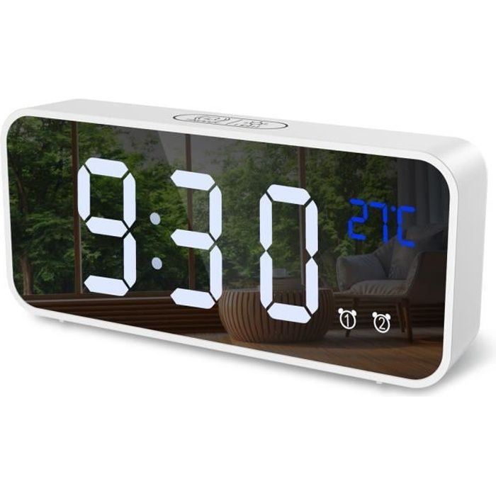 Réveil numérique Thermomètre en bois Affichage Veilleuse Snooze Minuterie SH 