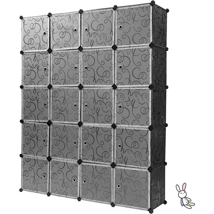 Armoire De Rangement Modulable RELOVE - Dressing 6 Étagères, 12 Portes, Plastique Résistant Pour Chambre Ou Dressing
