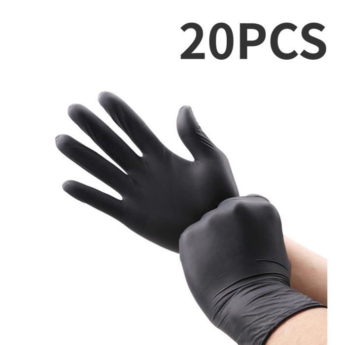 Gant ménage-vaisselle,Paquet de 100 gants en nitrile jetables noirs solides  pour travaux ménagers PVC sans - 20PCS black gloves-M