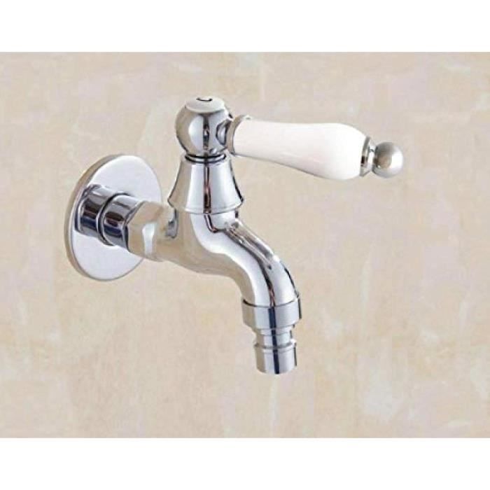 Robinet Mural D'eau Froide Noir - Pour Jardin, Piscine, Machine à Laver Ou Douche Extérieure