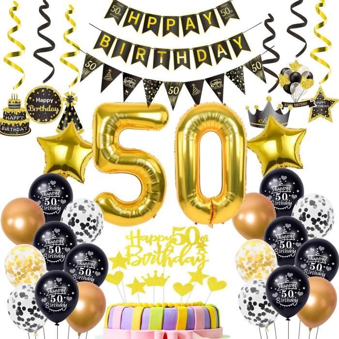 Ballons d'anniversaire 50 ans Champagne Noir