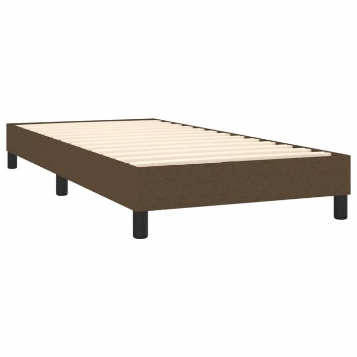 Sommier a lattes sur pieds cadre de lit 90x200 cm tissu marron fonce TDL0207044