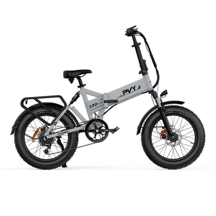 Vélo Électrique PVY Z20 Plus 1000 - Moteur 250W Batterie 48V16.5AH Freins à Disque Hydrauliques Autonomie 120KM - Gris