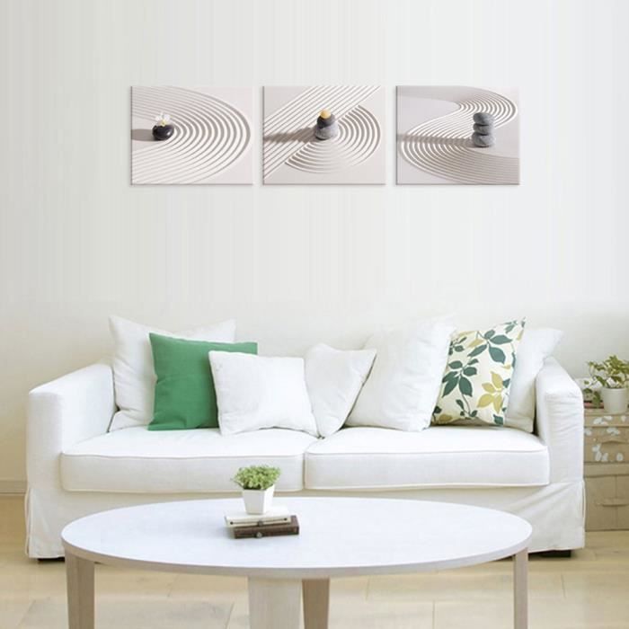 Zen Spa Stone Blanc Sable Toile Mur Art Pour Chambre Decoration Peinture Decor Pas Etire Pas Encadre Achat Vente Tableau Toile Cdiscount