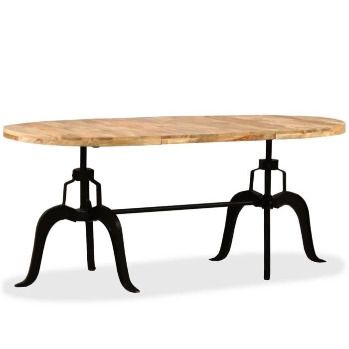 Table de salle à manger Bois de manguier massif et acier 180 cm