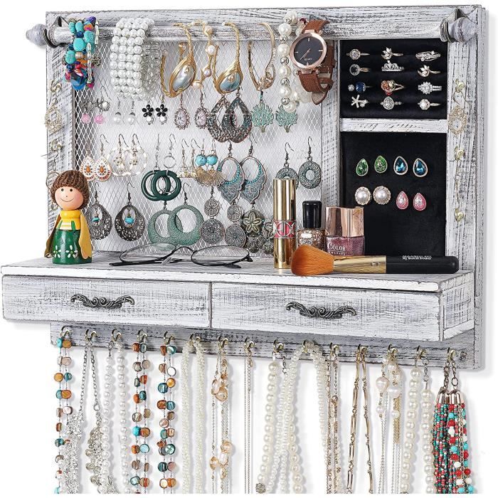 Support à Bijoux En Forme D'Arbre - Porte-Colliers Et Boucles D'Oreilles Déco - Rangement Élégant Pour Femme (35,5 X 15 Cm) - 9