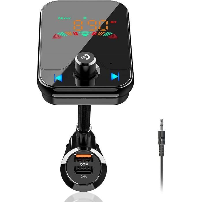 Transmetteur FM Bluetooth, Kit Voiture Émetteur FM sans Fil Adaptateur  Radio Lecteur MP3 Dual USB Ports 5V/2.4A Soutien Carte SD - Cdiscount Auto