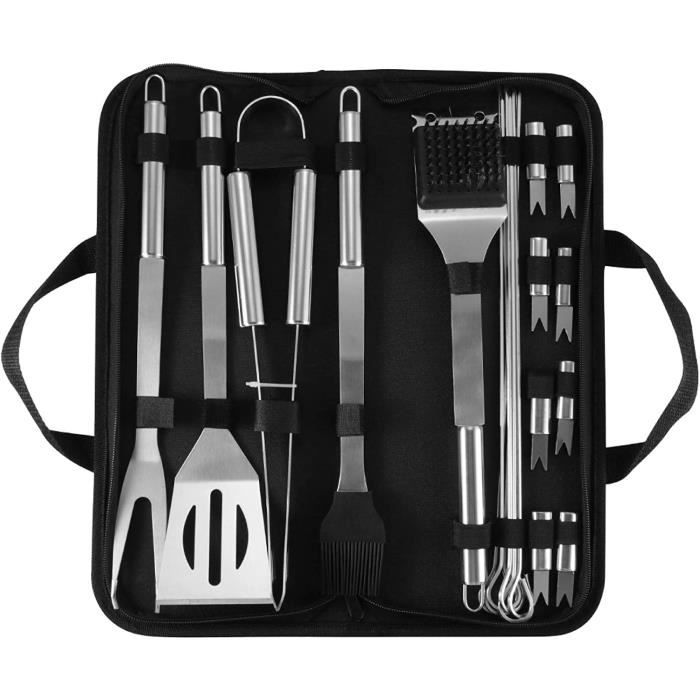 Kit Barbecue 20 Outils Inox + Tablier & Gants – Ensemble Complet Cadeau Homme Grill Master