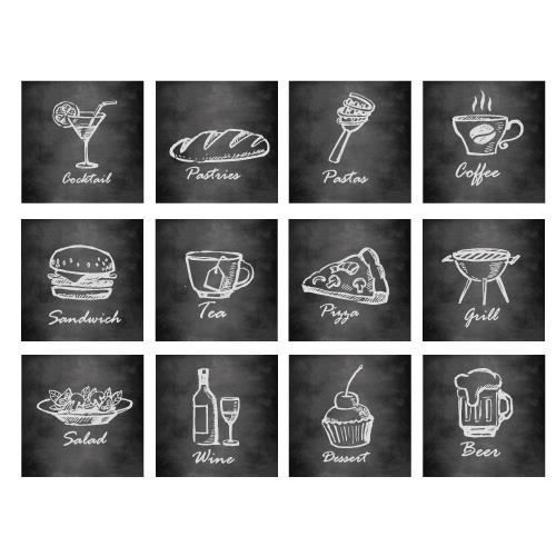 Planche De 12 Stickers Carreaux De Ciment Basicfood Adhesif