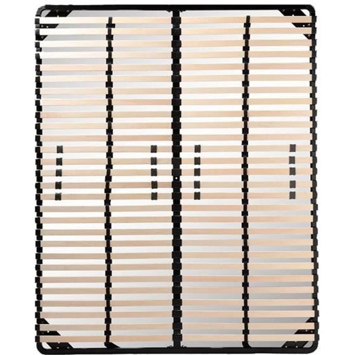 Sommier A Lattes 200x200 Resistant Acier Et Bois Fermete Reglable Demontable Achat Vente Sommier Cdiscount