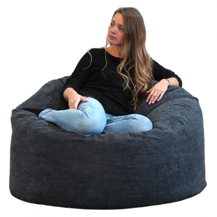 Pouf Velours Côtelé - 100 cm - Bananair - Bleu nuit Pouf Velours Côtelé - 100 cm - Bananair - Bleu nuit