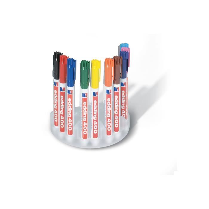 Marqueurs Permanents Edding 400 - Bleu - Lot De 2 Stylos Imperméables - Pointe 1mm