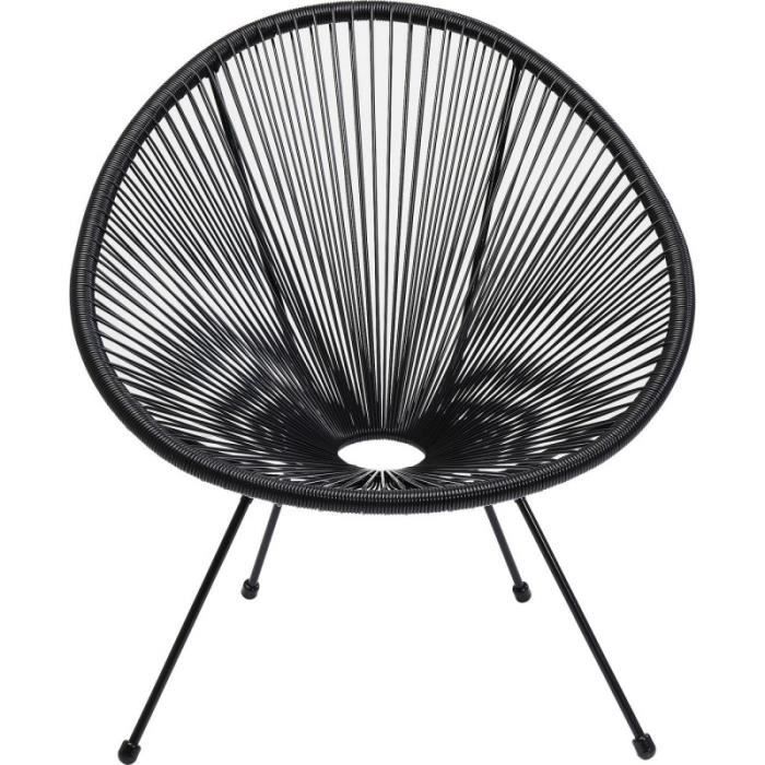 fauteuil de jardin design acapulco noir kare - pliable et empilable - pour adulte - meuble d'extérieur