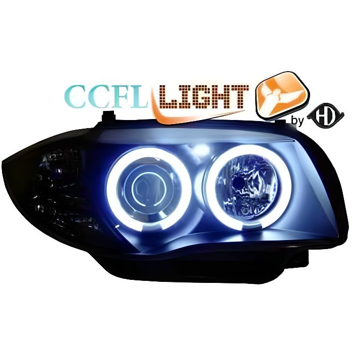 phares design angel eyes, CCFL Angel Eyes, noir, H7+H7 BMW E87, 04-11 noir pour: BMW serie 1 (E81/E87) 04-11
