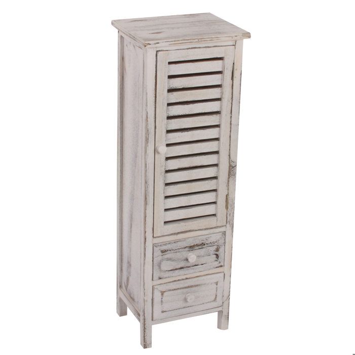 Commode / armoire 2 tiroirs 30x25x90cm shabby vintage ~ blanc
