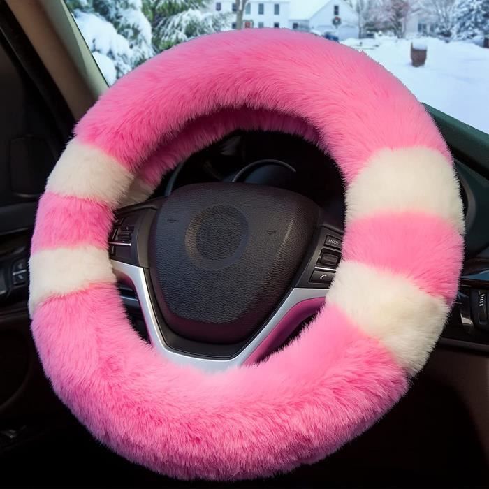 Caches de volant Femmes PU voiture Volant en cuir Covers Black Diamond Rose Auto-direction couvre les cas for dame filles Accessoires voiture Color Name : Black 