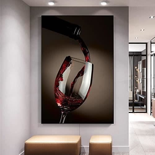 Tableaux Sur Toile 3 X 50 X 50 Cm - Motif Vin Rouge - Prêts à Accrocher - Impression Numérique