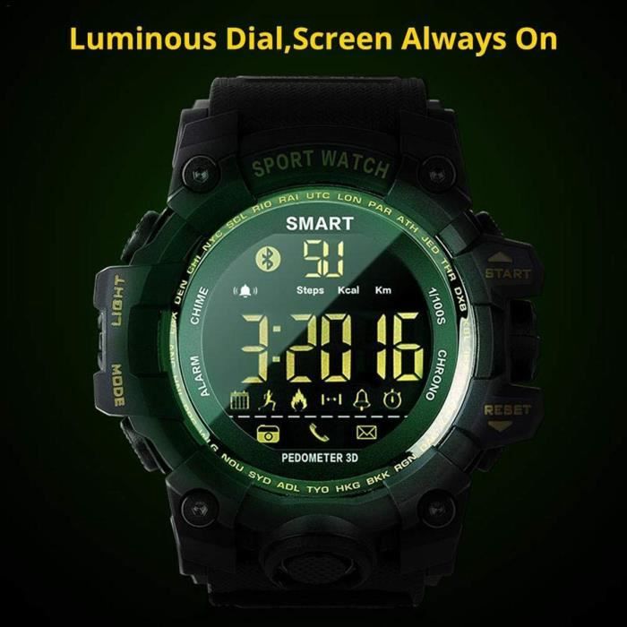 Montre Intelligente EX16S Sport Mens camera a distance de montre intelligente de sport sans fil impermeable a l eau vert camouflage Cdiscount Telephonie